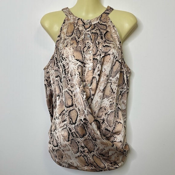 entro Tops - Entro Brown and Cream Sleeveless Tank Top